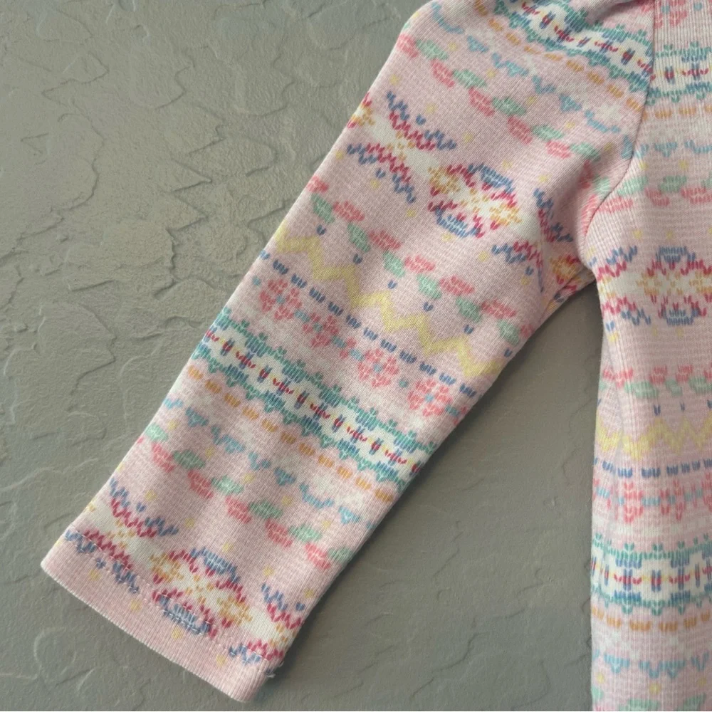 Ralph Lauren light pink fair isle print ruffled coverall size 6 months